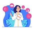 Virtual doctor app flat illustration.